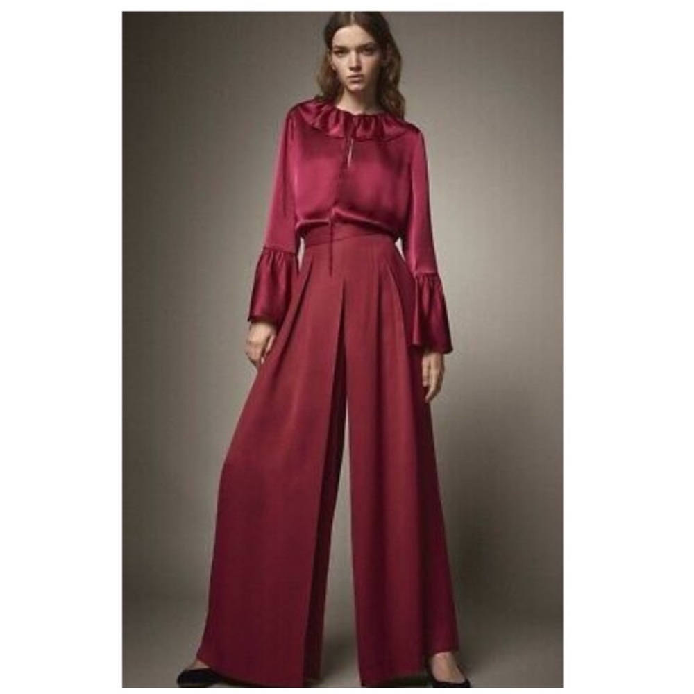 Massimo Dutti Palazzo pleated wide leg pink pants (size 10) new with tags